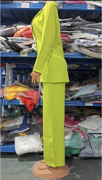 Women's Urban Suits 2024 Spring/Summer Latest Elegant Notched Collar Blazer Long sleeved Coat&Pocket Design Button Pants Set - Clikcy