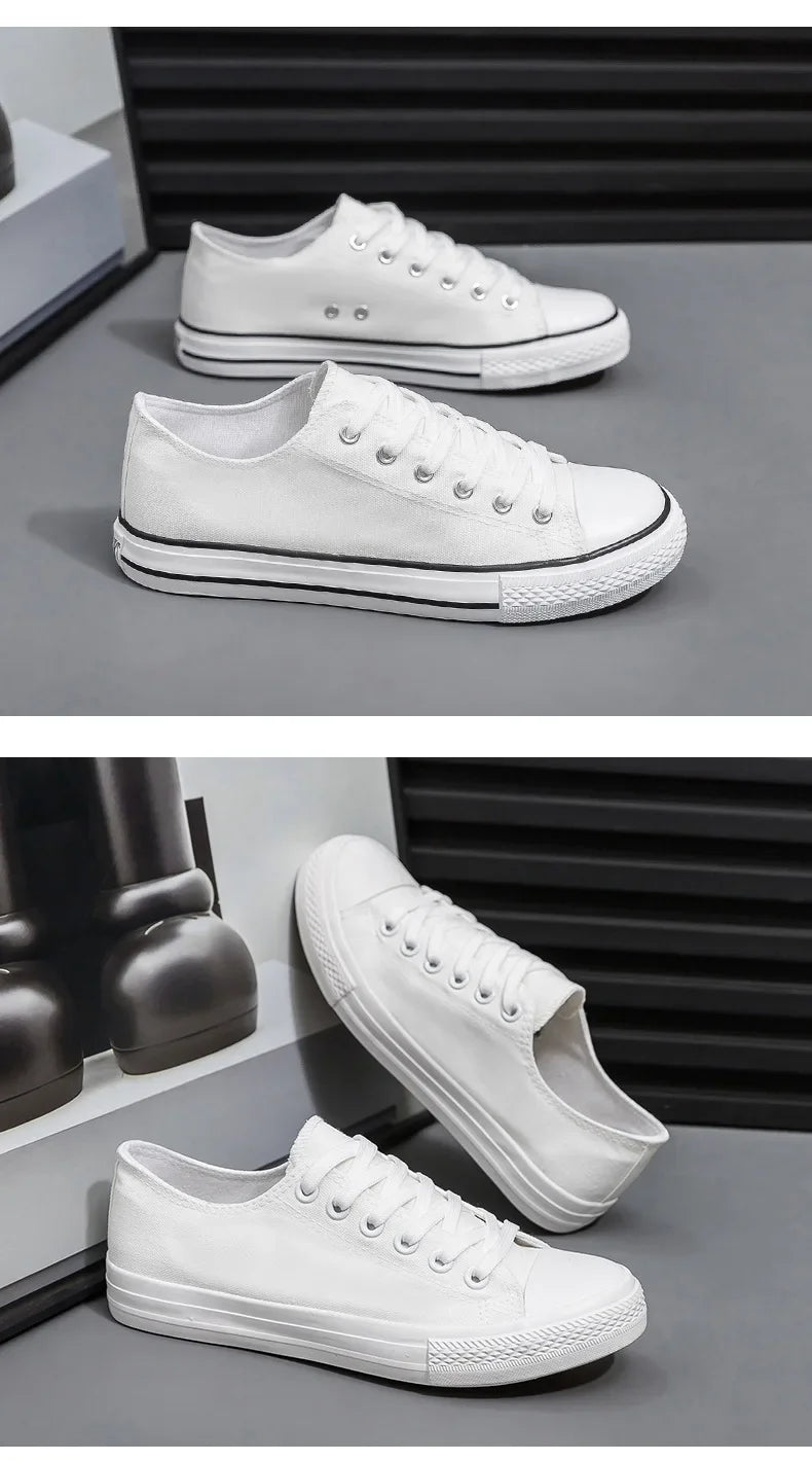 Men's All-Black Low-Top Canvas Shoes Spring Casual Sports Flat Bottom Couple's Sulfurization Flats Unisex Slip-On Sneakers
