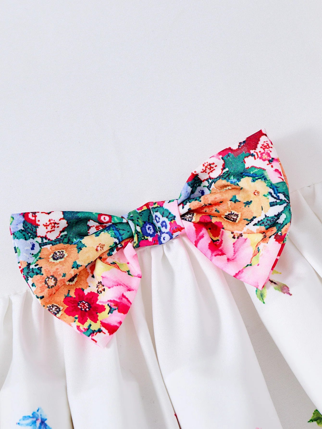 New Kids Girl Dress Summer Floral with Bow Fashion White Vestidos Short Sleeve Children Clothing Outfits Casual Daily Dresses - Clikcy