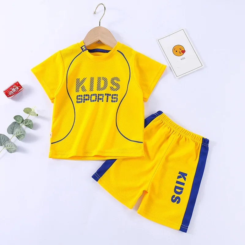 Sports Children's Sets Quick Drying T-shirt Shorts Sportswear Basketball Suits Kids Clothes Breathable Summer Children Clothing - Clikcy