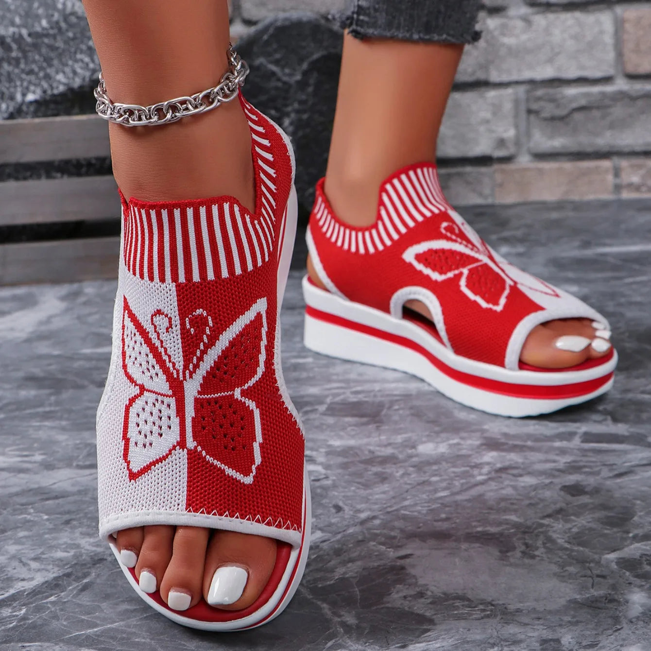 Women Flat Sandals Mesh Fish Mouth Casual Low Heels New Summer Slides Women Platform Shoes Sports Wedges Beach Comfort Sandals - Clikcy