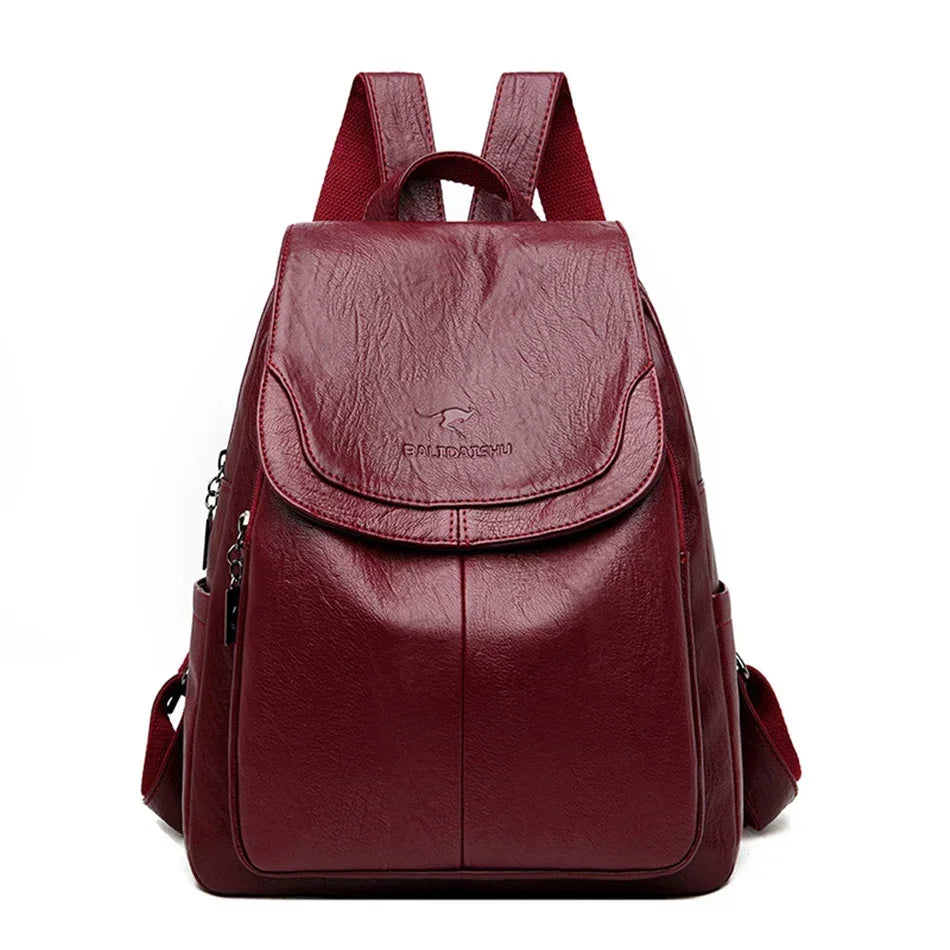 Genuine Women Leather Backpack Fashion Female Shoulder Bag Sac a Dos Ladies Bagpack Mochilas School Bags For Teenage Girls 2024