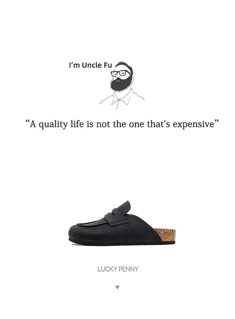 Maden Classic Penny Loafers Mules Shoes for Men Vintage Casual Slip-on Shoes Versatile Soft and Comfortable Shoes Black Color - Clikcy