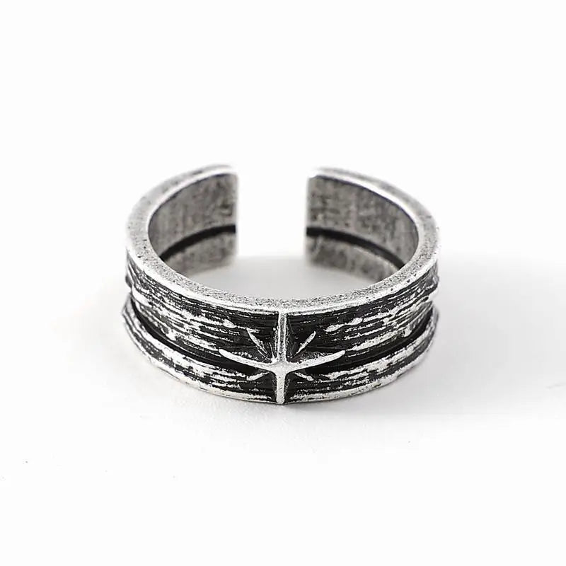 Retro Stary Night Art Ring For Men Silver Color Punk Gothic Adjustable Open Ring Rock Handmade Unisex Jewelry Accessories Gift - Clikcy