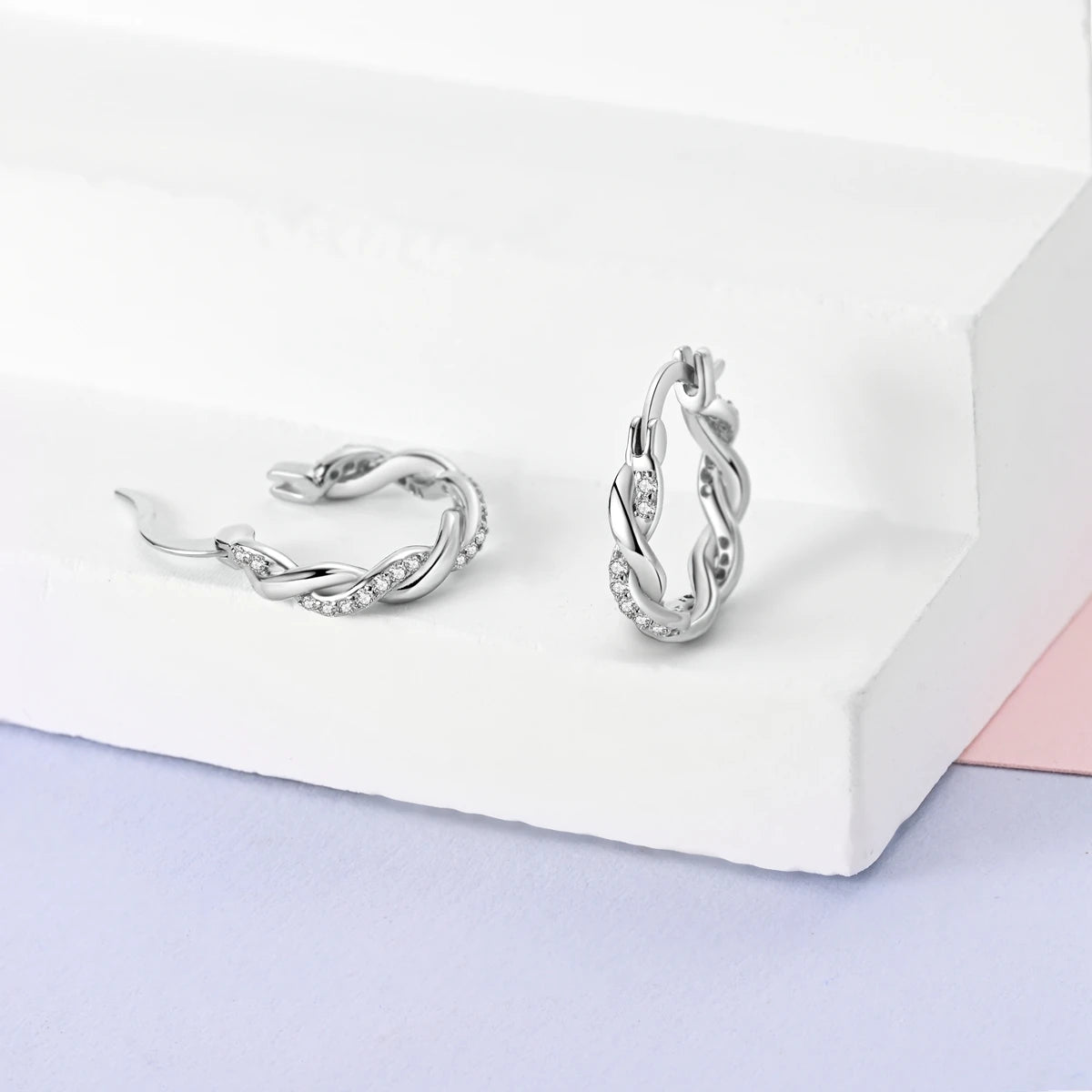 Original 925 Sterling Silver Women Hoop Earrings High Quality Shine Zircon U Shaped Classic Style Earring For Women Jewelry Gift