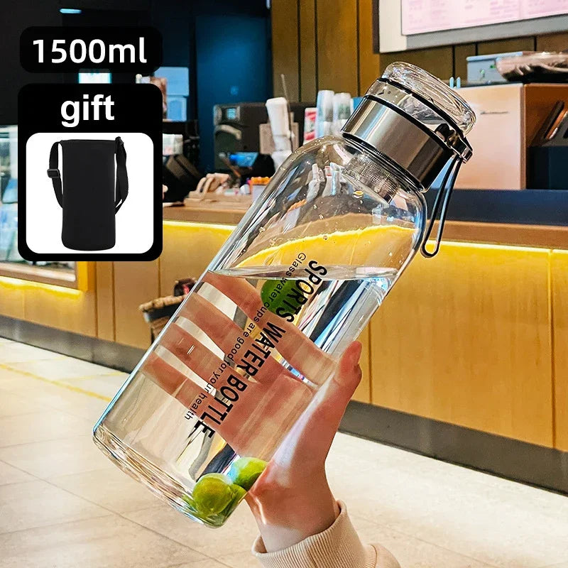 2L Large Capacity Glass Water Bottle Transparent Milk Juice Cup Outdoor Portable Leakproof Drinkware Tea Water Glass Bottle 2L - Clikcy