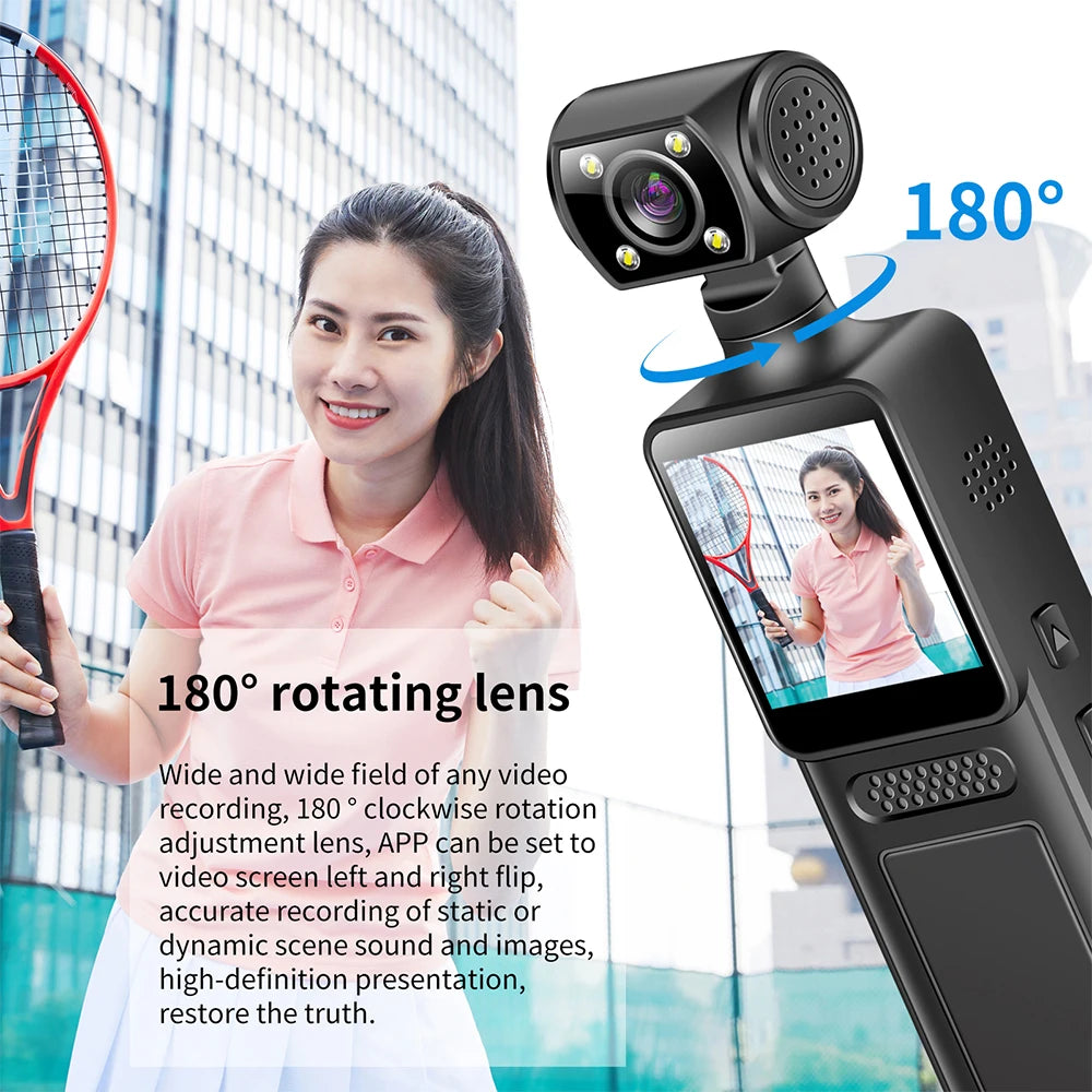 128GB 4K Ultra HD Action Mini Camera 180 Rotatable Vlog Wifi Sports Cam Waterproof Case Helmet Travel Bicycle Driver Recorder - Clikcy