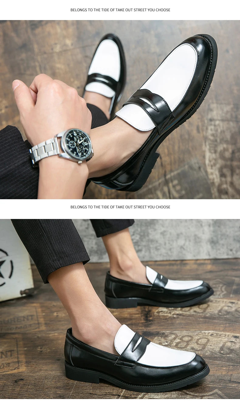 Trend Leather Shoes For Men Comfortable Slip On Loafers Yuppie Brogue Shoes Men British Style Formal Leather Men’s Dress Shoes - Clikcy