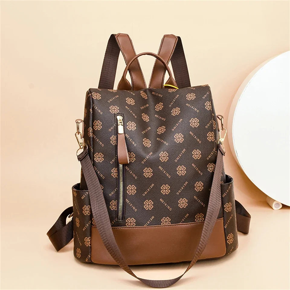 New Hot Women’s Backpack Designer High Quality Soft Leather Fashion Print Backpack Large Capacity Shoulder Bags - Clikcy