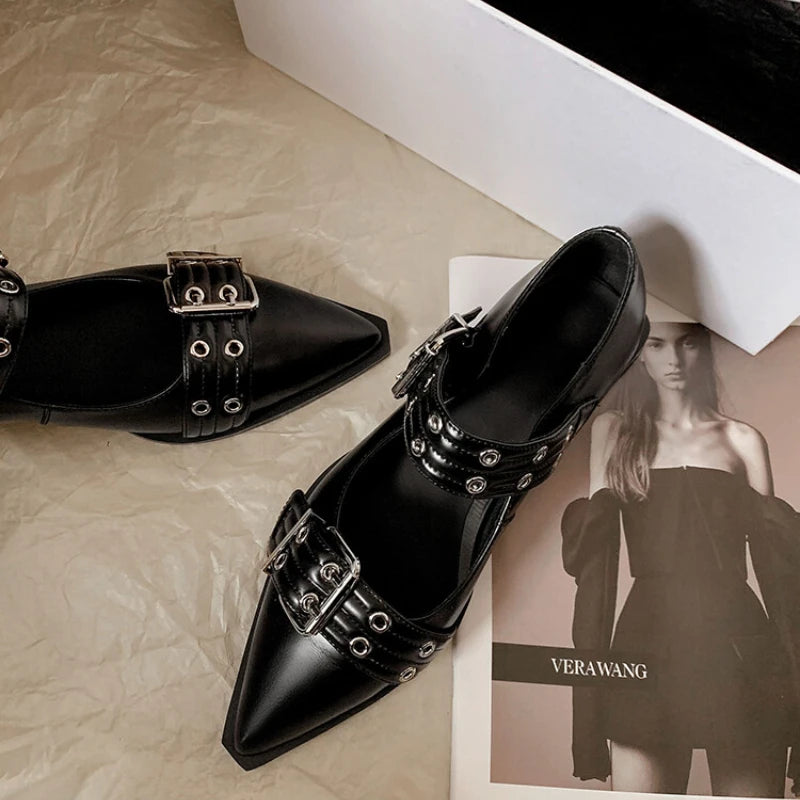 Women Flat With Shoes 2024 Designer Luxury Buckle Fashion Ladies Flats Shoes Slingback Pointed Toe Casual Female Sandals Mules - Clikcy