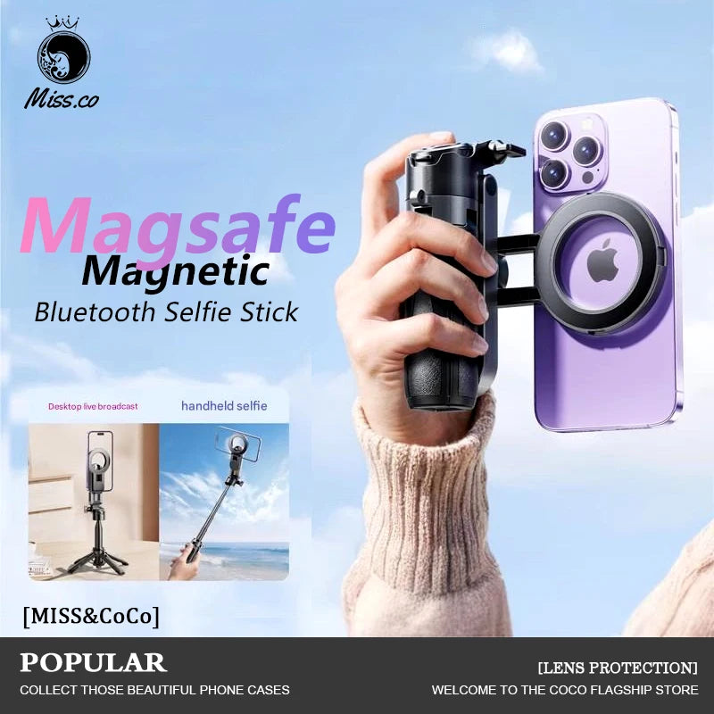 4-in-1 Multi-function Selfie Stick with Wireless Remote Control | Magnetic, Cell Phone Clip Dual Combination, 360° Rotation - Clikcy