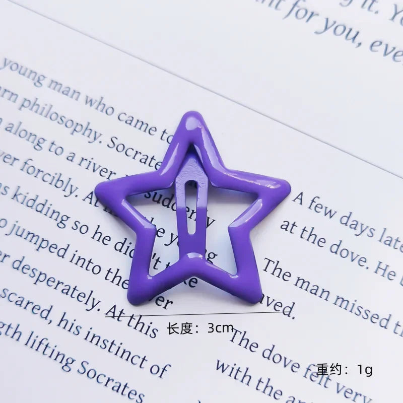 10pcs Colorful Star BB Hair Clips Girls Y2K Cute Star Barrettes Women Simple Metal Snap Clip Headdress Hair Jewelry Accessories