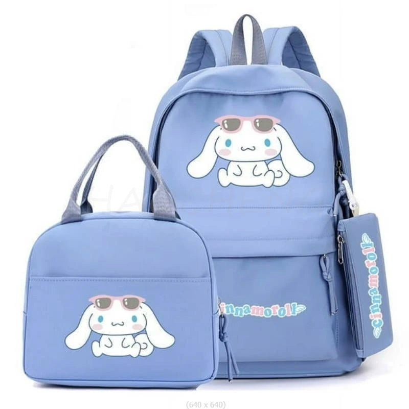 3Pcs/set Cinnamoroll Backpack Teen Girl Student Back To School Schoolbag Lass Anime Lunch Bag Pencil Case Women Leisure Rucksack - Clikcy