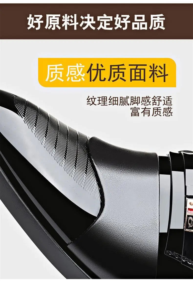 Fashion Black PU Leather Shoes Slip on Formal Men Shoes Plus Size Point Toe Wedding Shoes for Male Elegant Business Casual Shoes