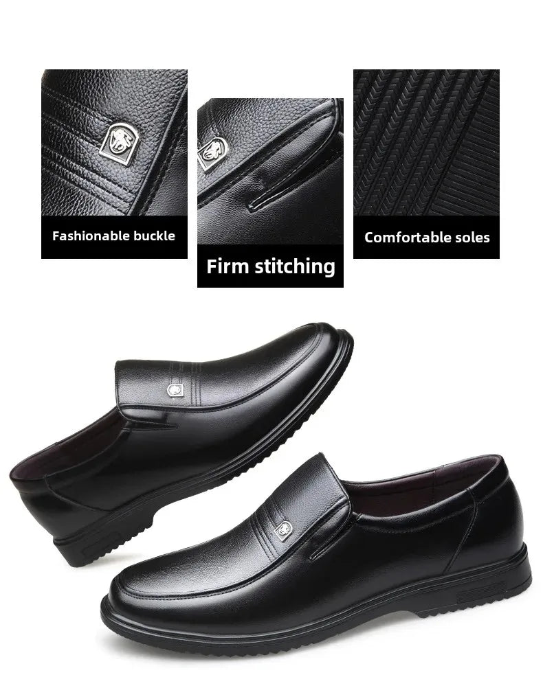 New Style Business Casual Men's Shoes Soft Sole Cow Leather Large Size Father Shoes For Middle-Aged And Elderly Men