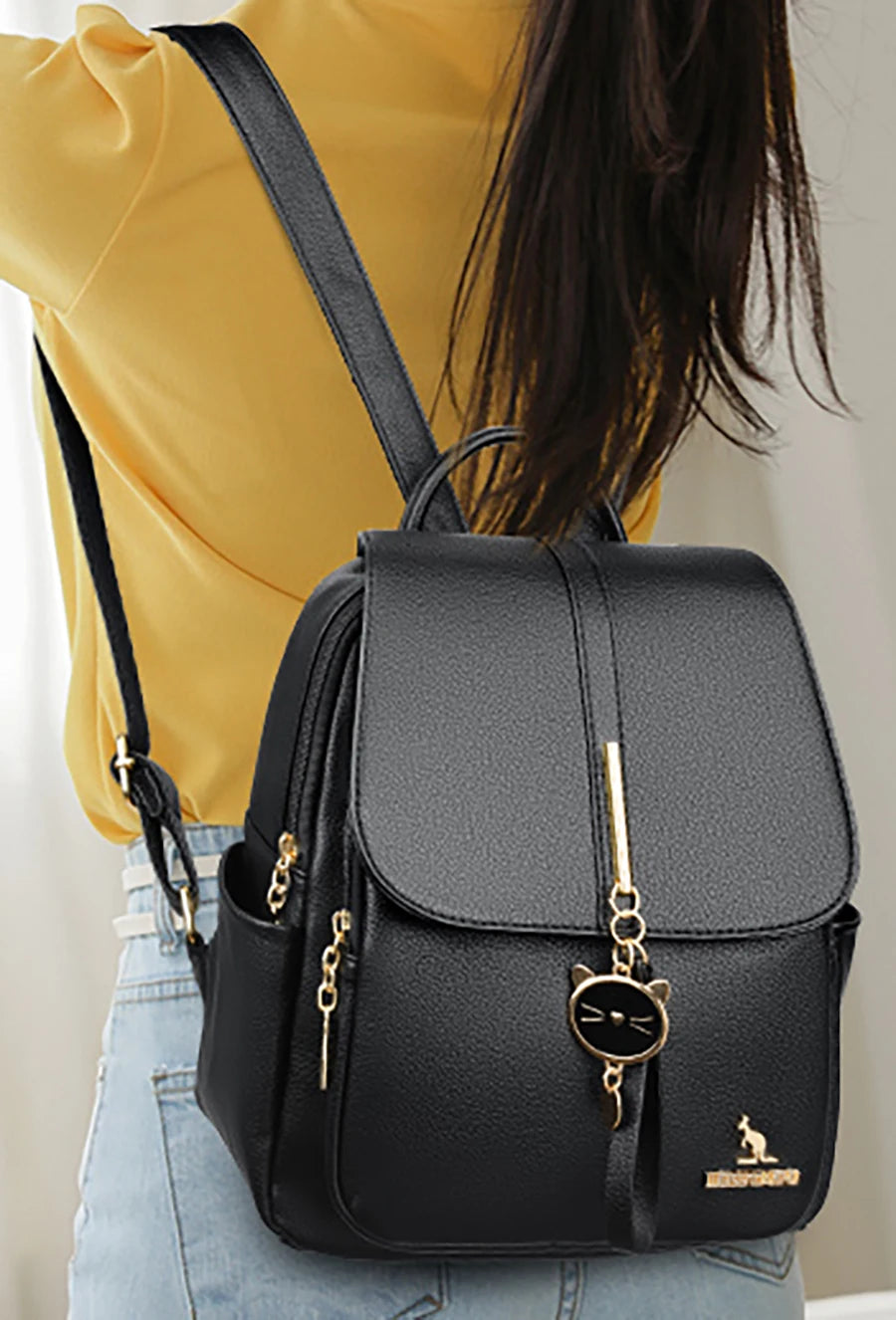 College Women Backpack Designer Soft Leather Vintage Packbag Female Travel Back Pack School Bags for Teenage Girls Shoulder Bag - Clikcy