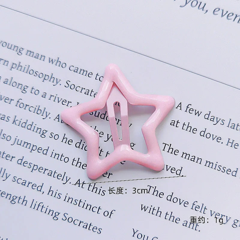 10pcs Colorful Star BB Hair Clips Girls Y2K Cute Star Barrettes Women Simple Metal Snap Clip Headdress Hair Jewelry Accessories
