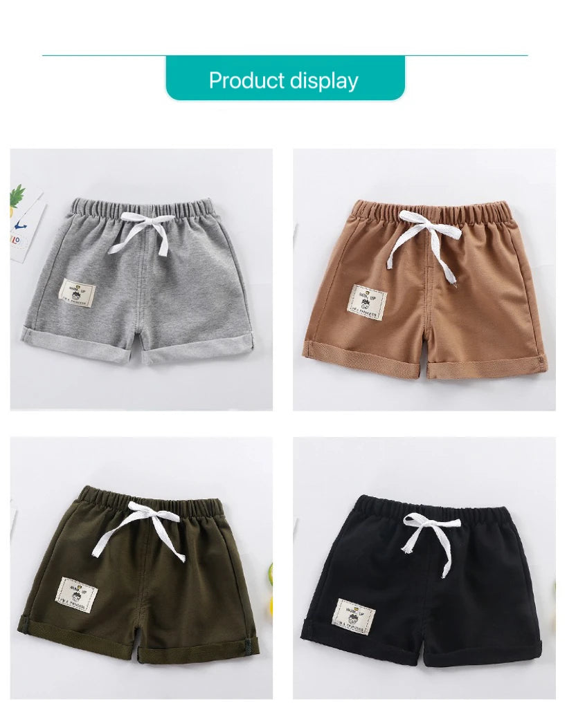 2pcs Cotton Summer Kids Shorts Boys Girls Solid Color Short Baby Cartoon Casual Pant Children Short Pant Sport Clothing Outwear - Clikcy