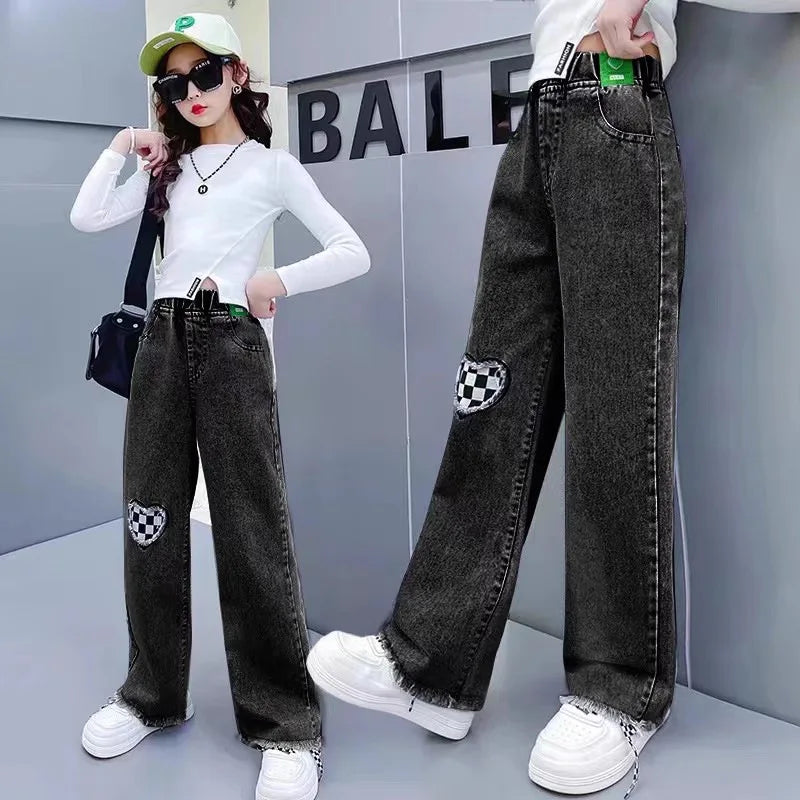 Thin Kids Pants Children's Clothing Sweatpants Clothes Teenage Girls Clothing Jeans Denim Streetwear Fashion Casual Harajuku - Clikcy