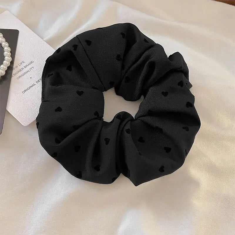 Elegant Black and Gray Cloth Bow Hair Rope for Women Temperament High Ponytail Hair Rope Fashion Girl Does Not Hurt The Hair Scr - Clikcy