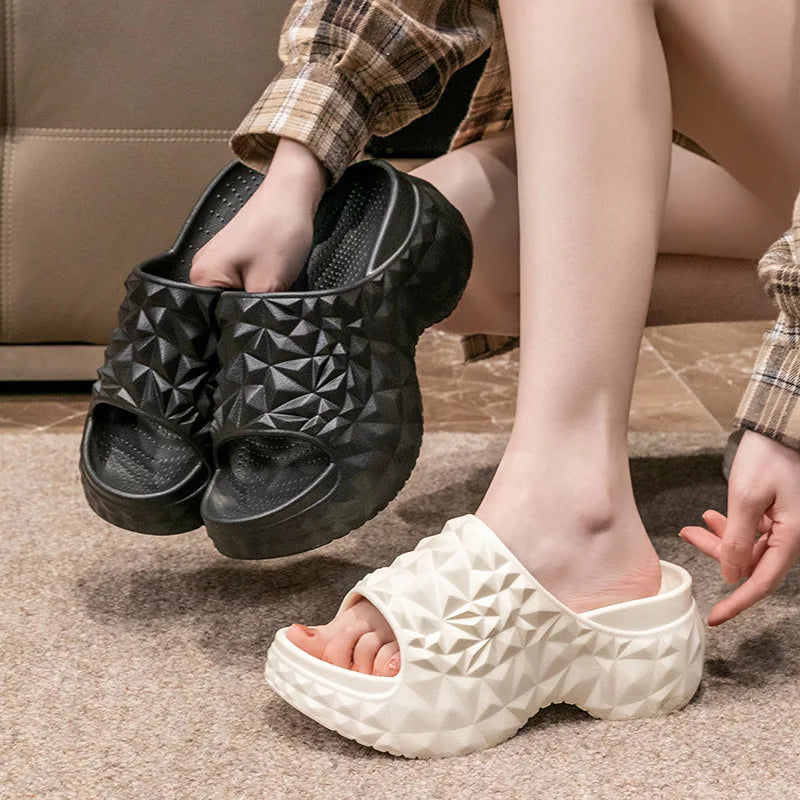 Bebealy New Women Sandals Durian sandals Outdoor Platform Beach Sandals Summer Wear-resistant Nonslip Cloud Slippers Home Slides - Clikcy