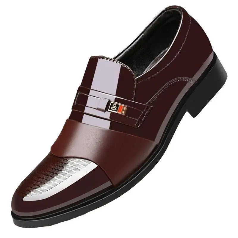 Fashion Black PU Leather Shoes Slip on Formal Men Shoes Plus Size Point Toe Wedding Shoes for Male Elegant Business Casual Shoes