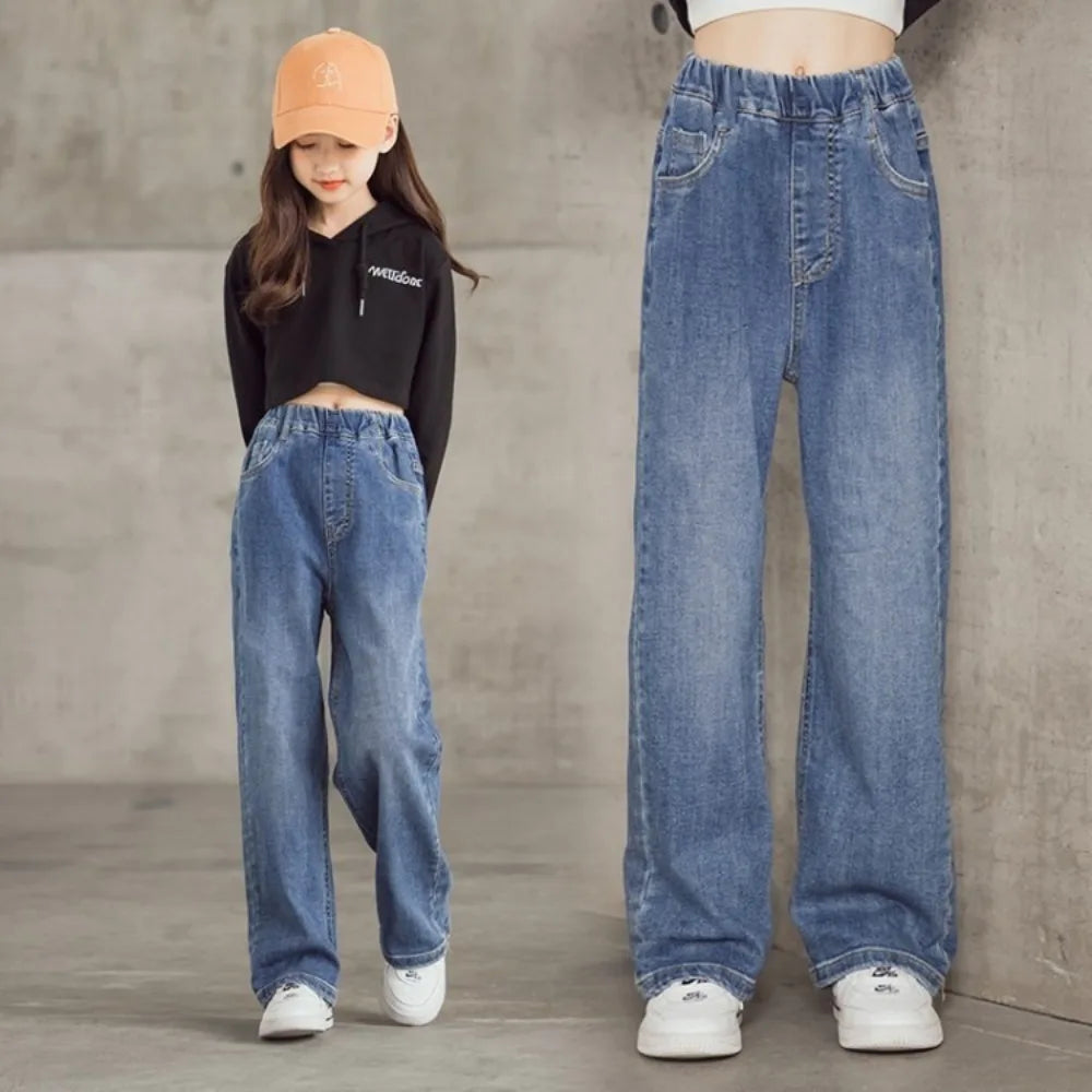 Thin Kids Pants Children's Clothing Sweatpants Clothes Teenage Girls Clothing Jeans Denim Streetwear Fashion Casual Harajuku - Clikcy