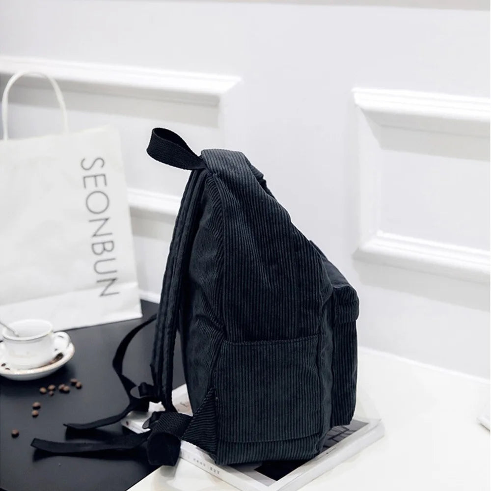 MARKROYAL Pure Color Corduroy Backpack Fashion Women School Backpack Women Backpack Teenger Girl School Bags Female Bagpack - Clikcy