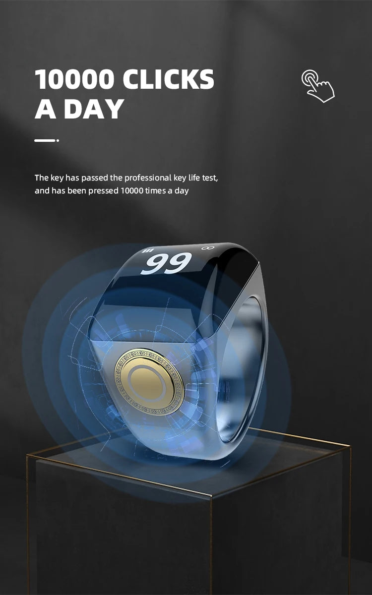 App Control Smart Tasbih Ring Waterproof Muslim Islamic Electronic Rosary Alloy Smart Zikr Ring For Android or iOS - Clikcy