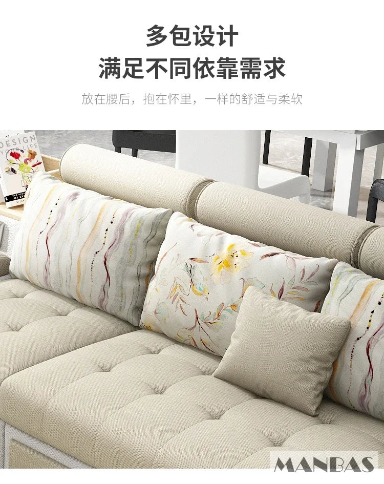 Linlamim Fabric Sofa Set Furniture Living Room Sofa Set with USB and Stools / Big U Shape Cloth Couch Sofas for Home Furniture - Clikcy