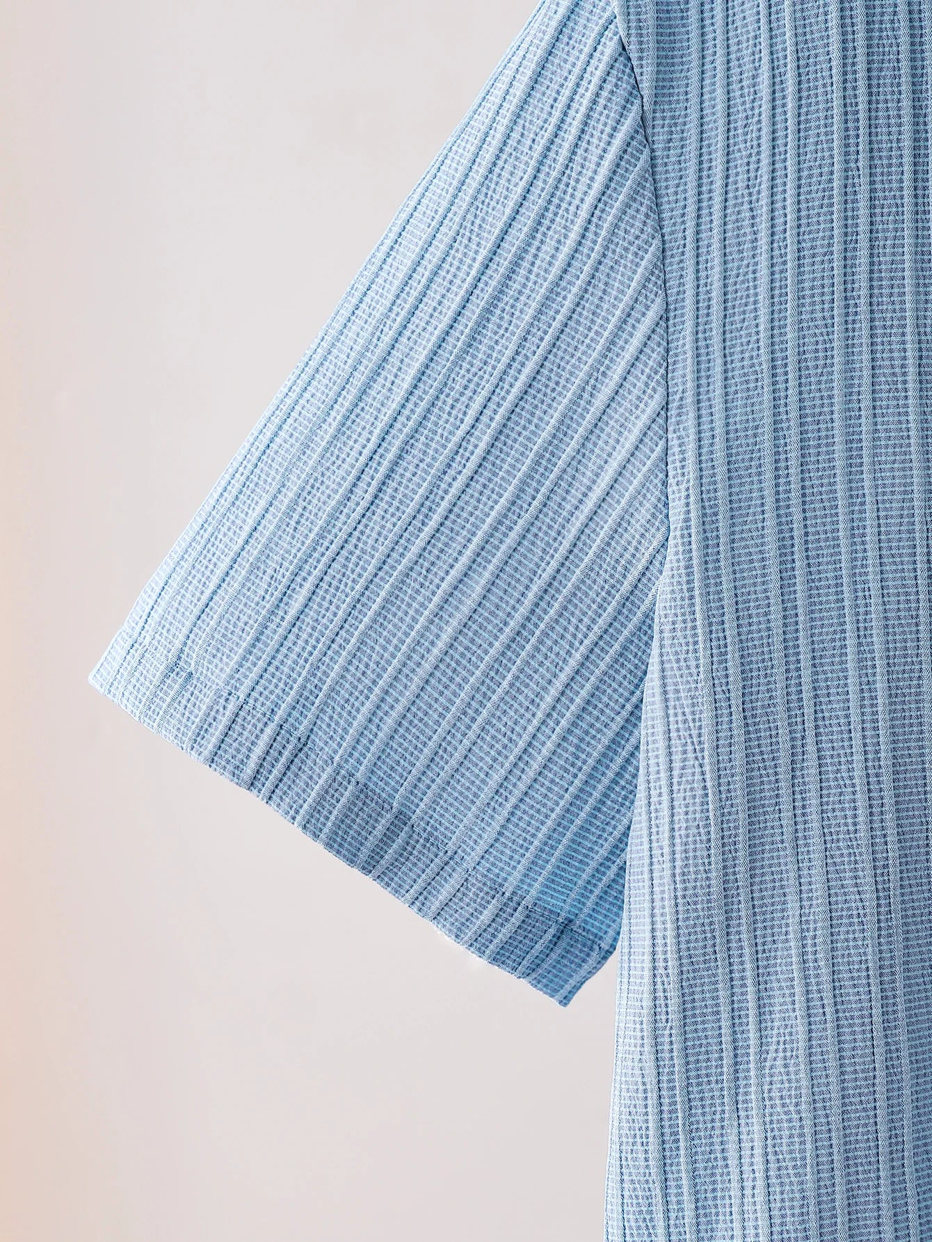 New adult summer open chest button short sleeved+loose shorts casual outfit - Clikcy