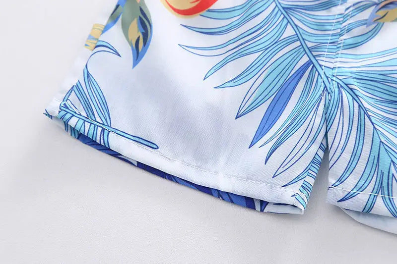 1 Set Boys Girls Beach Wind Suit Children's Short-Sleeved Printed Shirt + Shorts Suit Children's Cute Summer Thin Baby Clothes - Clikcy