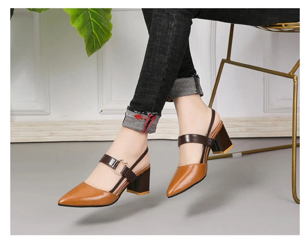 Women Sandals 2024 New Summer Pointy Chunky Sandals Plus Size Women Sandals Fashion High Heels Women Shoes Zapatos De Mujer