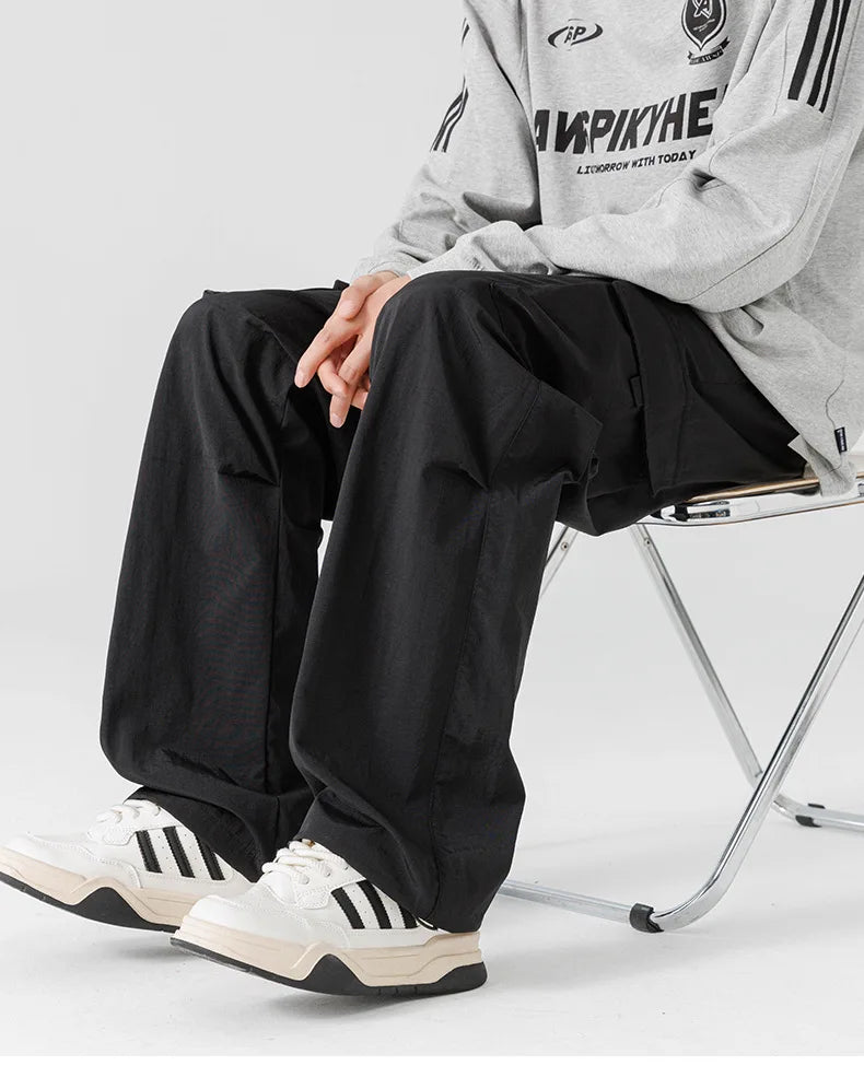 Plus Size 10xl 9xl 8xl Men's Straight Cargo Pants Spring Summer Multi-Pockets Streetwear Wide Leg Casual Baggy Straight Trousers - Clikcy