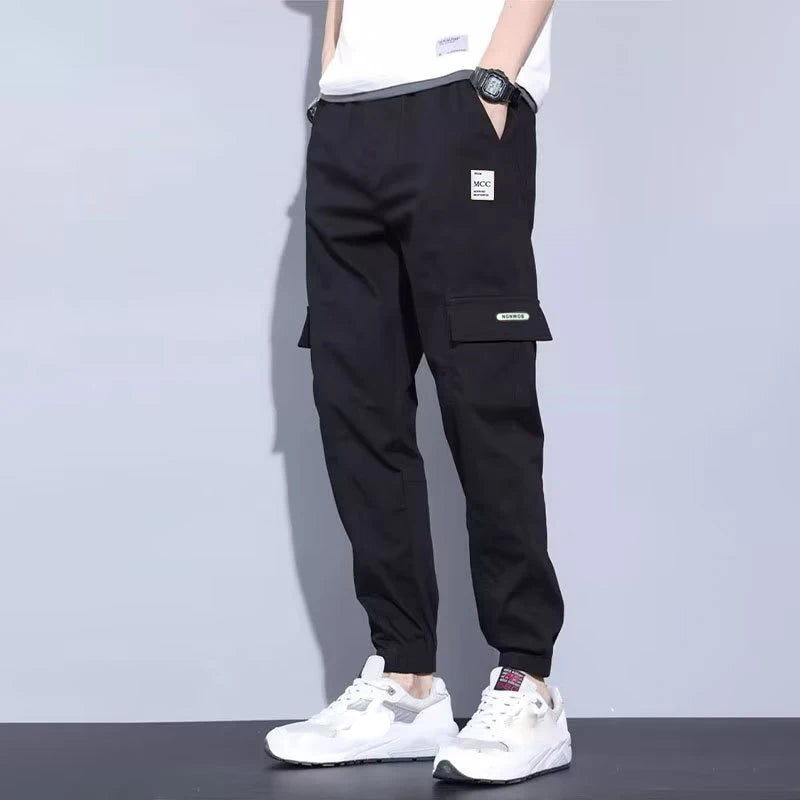 2025 Summer Men's New Thin Harlan Elastic Cargo Pants Loose Sports Trend All Tie Feet High Street Casual Pants - Clikcy