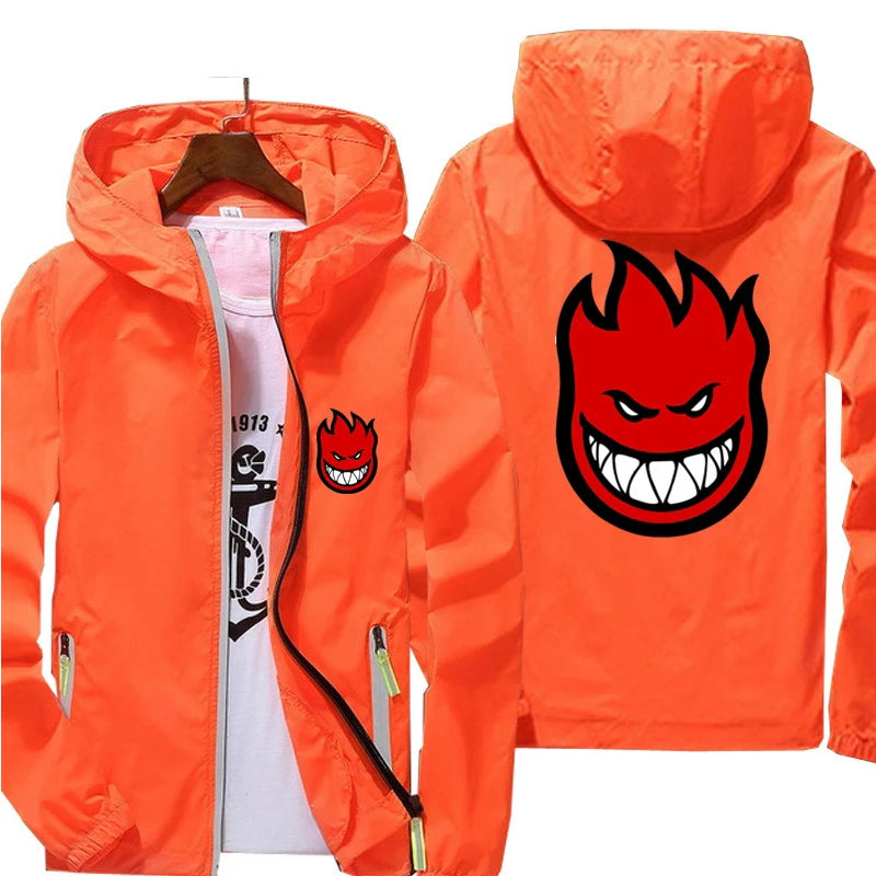 Ripper Spitfire Zombie Wheels Bomber Men Jacket Plus Size Thin Windbreaker Skin Ultra Light Slim Fit Pilot Hooded Coat Cycling - Clikcy