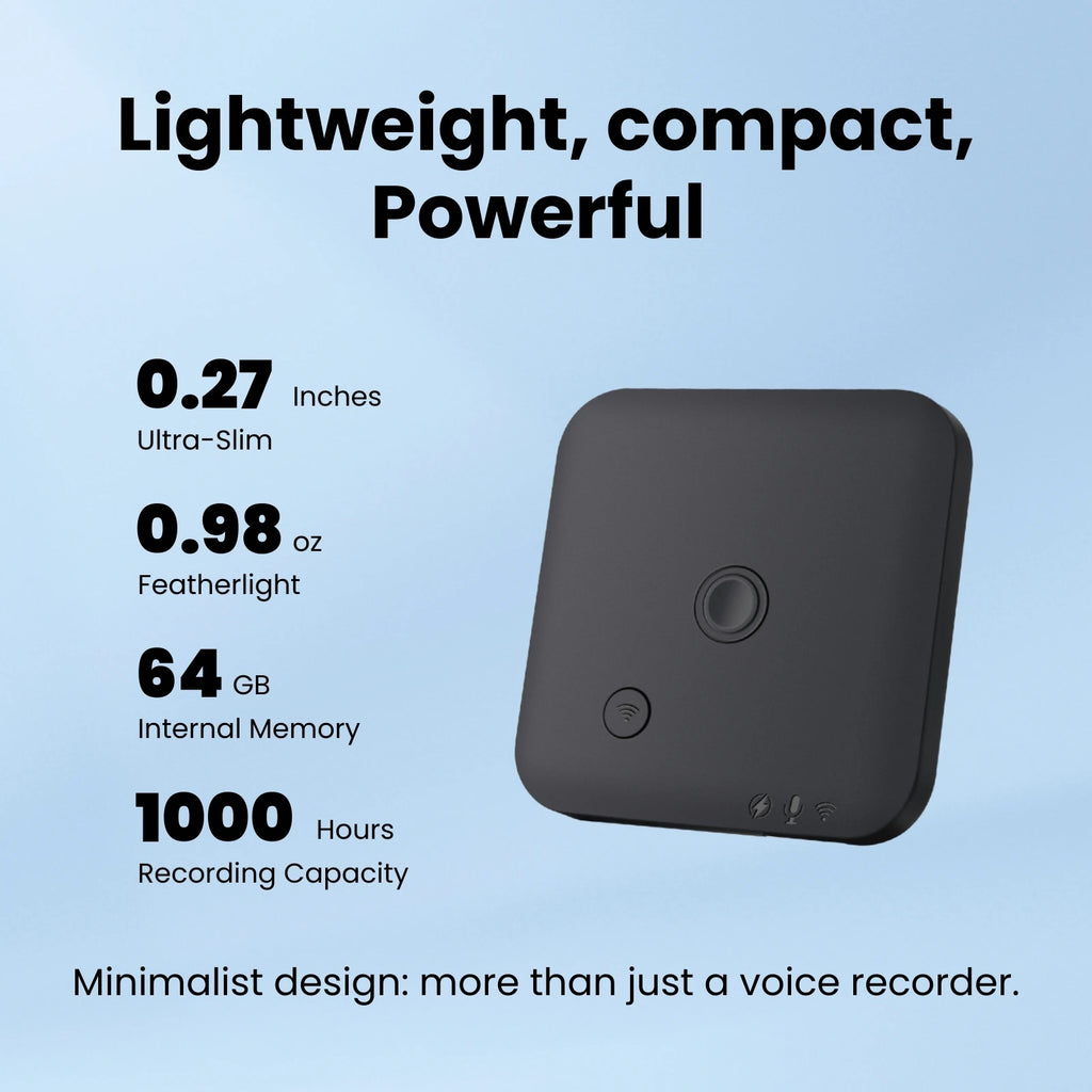 AI-Powered Voice Recorder and Call Recorder with Speech-to-Text & Summarization, Supports 100 Languages, 64GB Storage - Clikcy