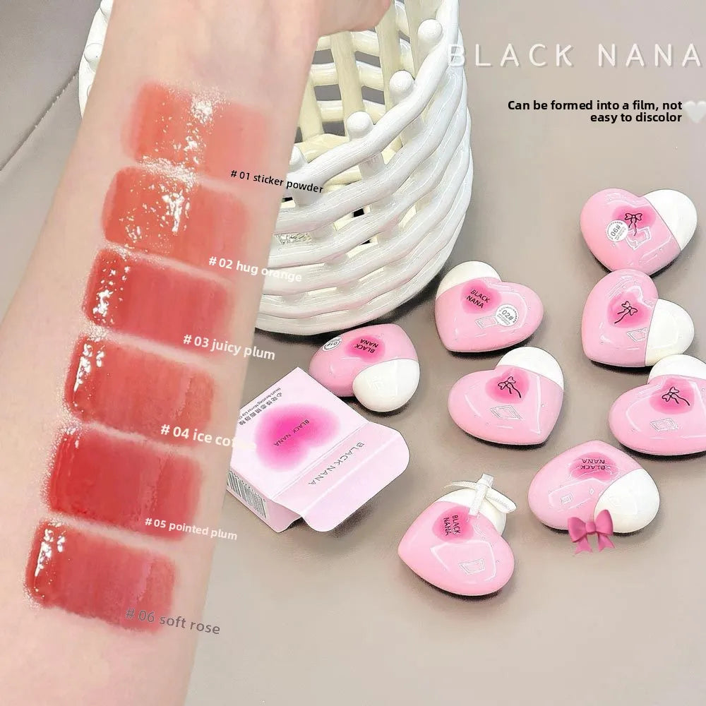 Black Nana Lip Gloss Cute Heart Shaped Lip Glaze CPNP Verified Lipstick Long Lasting Hydrating Natural Make Up Cosmetic - Clikcy
