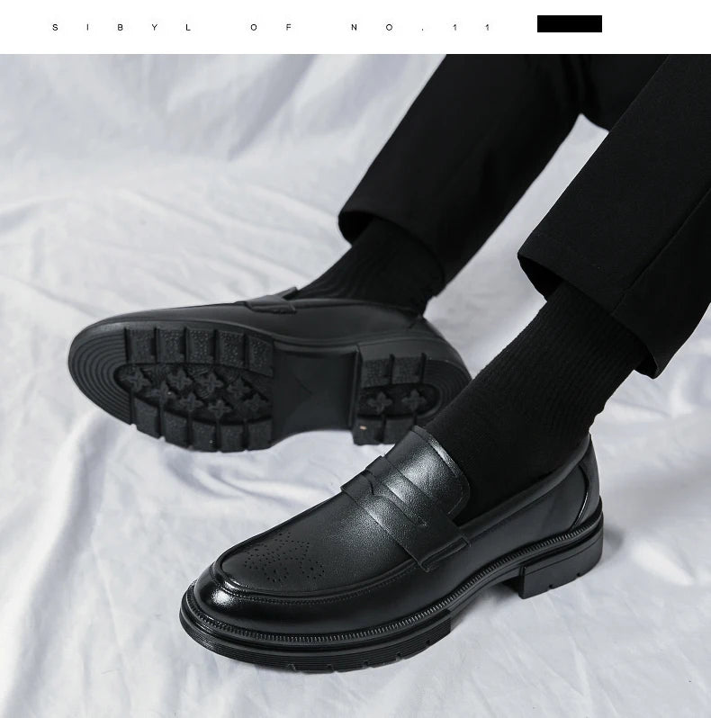 High Quality Casual Business Leather Shoes Men Wedding Social Leather Men’s Dress Shoes British Formal Carving Men Block Shoes - Clikcy