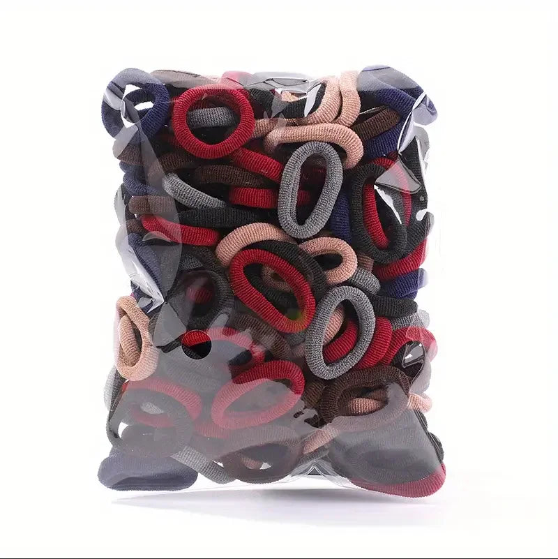 100PCS Colorful Basic Nylon Ealstic Hair Ties for Girls Children Ponytail Hold Scrunchie Rubber Band Kids Basic Hair Accessories - Clikcy
