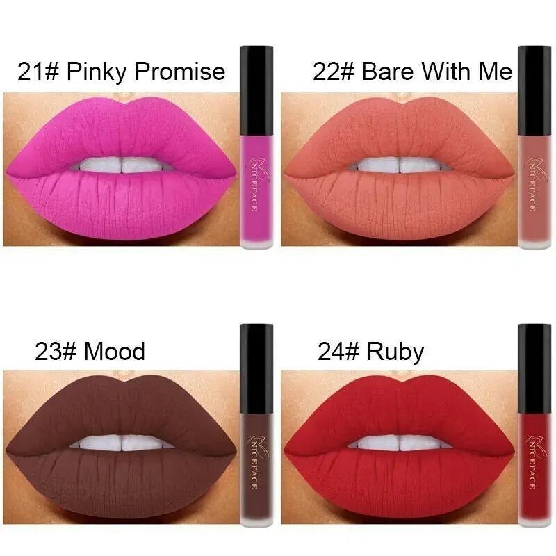 NICEFACE 29 Colors Liquid Lipstick Makeup Waterproof Matte Red Lip Gloss Long Lasting Nude Lip Tint Makeup Pigment Cosmetics - Clikcy
