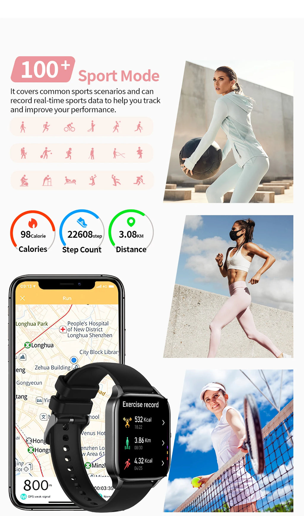 LIGE Fashion Smart Watch Women 1.85” HD Screen Custom Watch Face Women’s Health Monitor Watch Bluetooth Call Sports Smartwatches - Clikcy