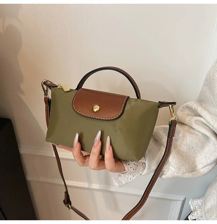 2025 summer lightweight shoulder crossbody bag, fashionable women's bag, plaid canvas, personalized and versatile dumpling bag