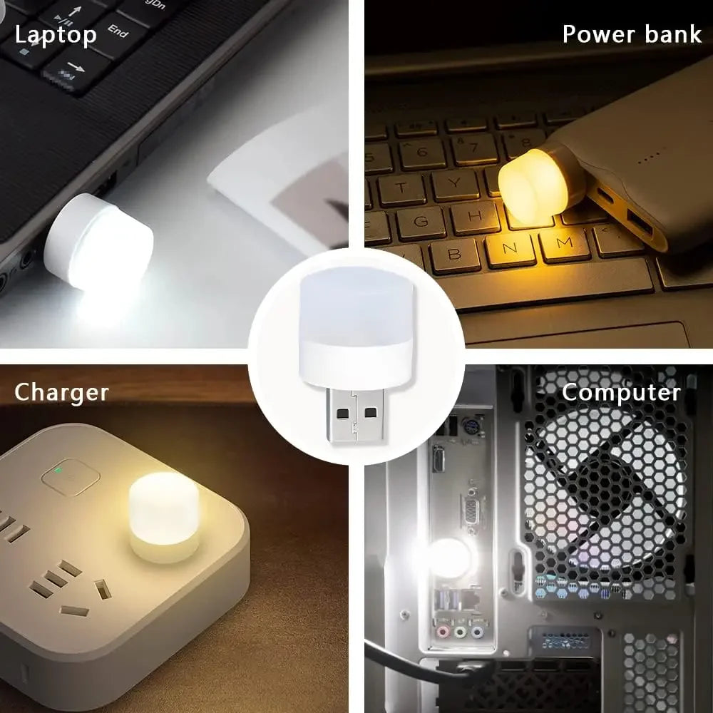 50Pcs Mini USB Night Light Warm White Eye Protection Book Reading Light USB Plug Computer Mobile Power Charging LED Night Lamp - Clikcy