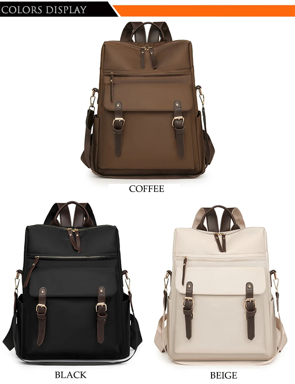 Casual Back Pack Women Lightweight Nylon Backpack Waterproof College Daypack High Capacity School Bag for Girls Travel Bags - Clikcy