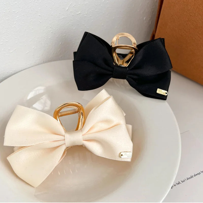 Korean Fashion Metal Bow Hairpin Ladies Simple Elegant Hair Accessories Grab Clip Girls Party Gift Accessories - Clikcy