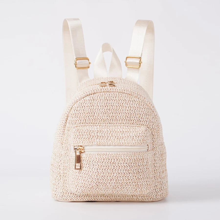 Summer Mini Straw Backpack Bag For Women Woven Handmade Handbag Stylish Ethnic Style Travel Beach Bag Weave Tote Female Rucksack - Clikcy