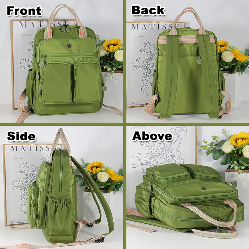 Multi-pocket Nylon School Backpack Casual Women's Backpack Lightweight Large Capacity School Bag Large Capacity Travel Backpack - Clikcy