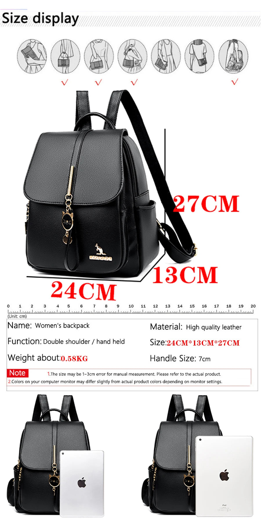 College Women Backpack Designer Soft Leather Vintage Packbag Female Travel Back Pack School Bags for Teenage Girls Shoulder Bag - Clikcy