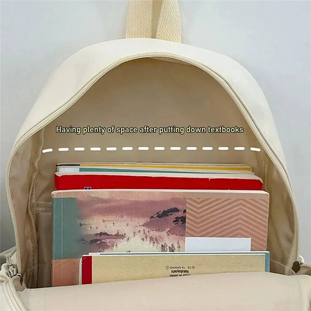 Cute Large Capacity Backpack Shoulder Bag Bookbags Nylon Travel Knapsacks Kawaii Candy Color Student Daily Zipper School Bags - Clikcy